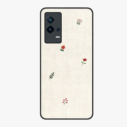 Minimal Petal Whispers Glass Case showing flat back view with soft minimal floral artwork and glossy glass finish.