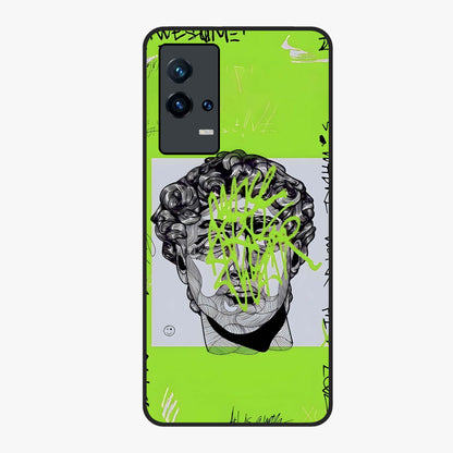 Neo Graffiti Rebellion Glass Case showing flat back view with vibrant graffiti artwork and glossy glass finish.