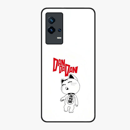 Playful Spirit Charm Glass Case showing flat back view with cheerful charm themed artwork and glossy glass finish.