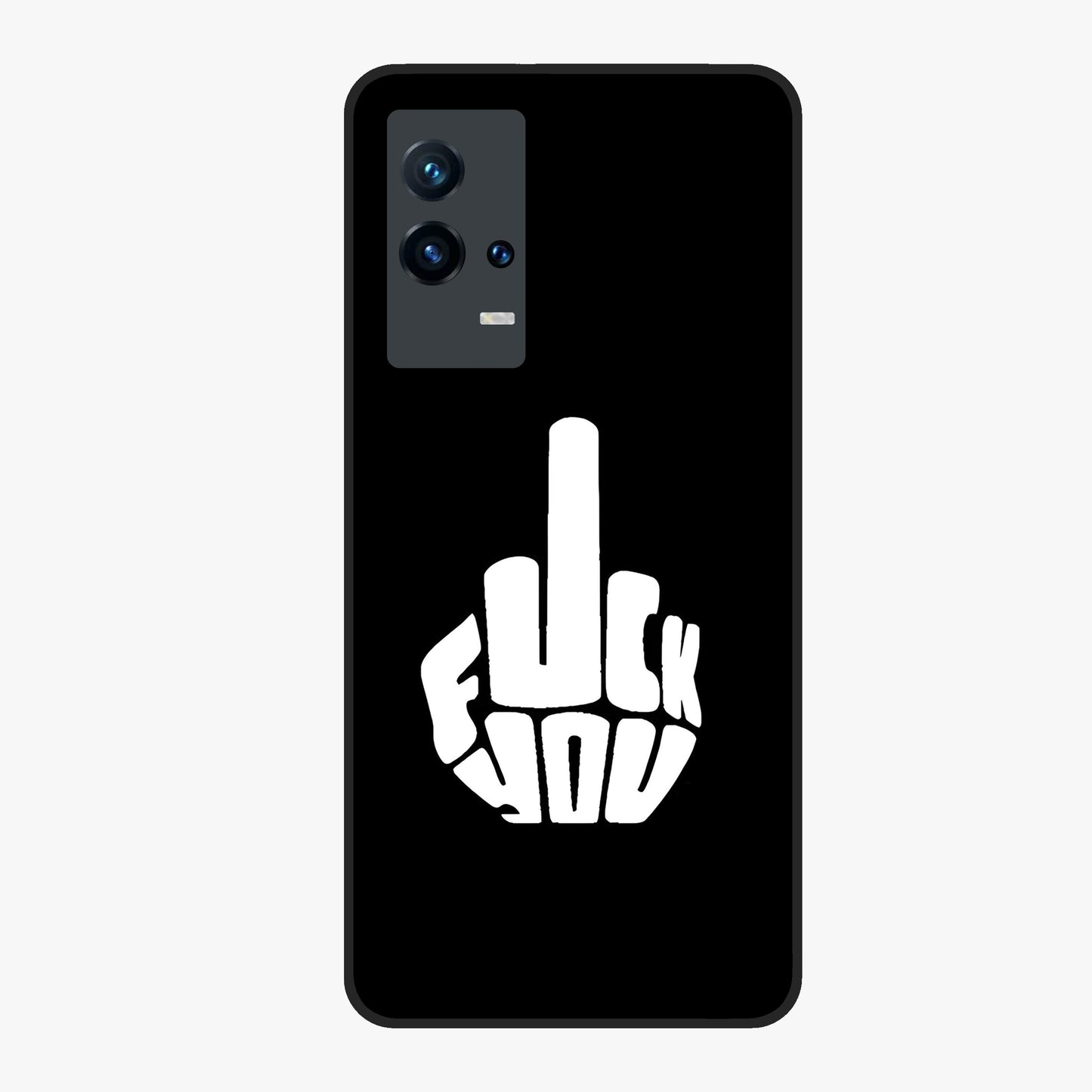 Rebel Mode On Glass Case showing flat back view with bold rebellious typography artwork and glossy glass finish.
