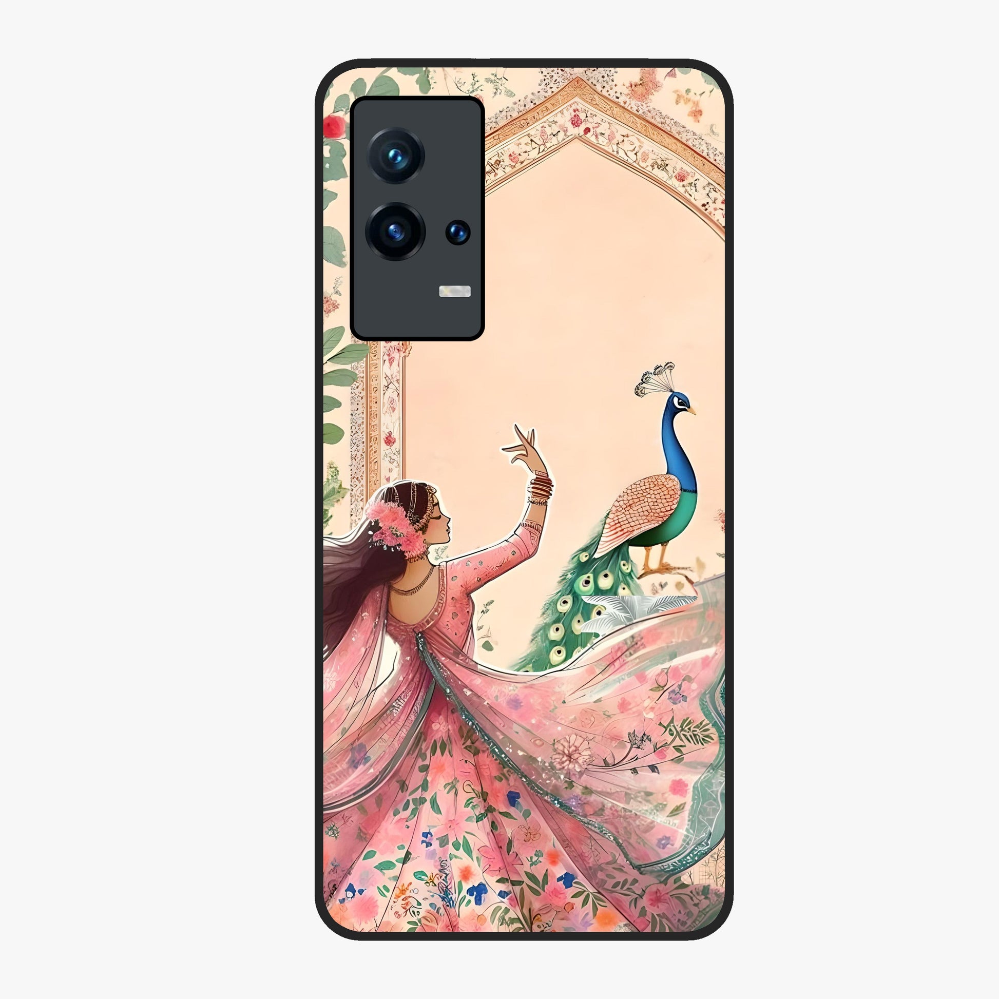 Royal Grace Muse Glass Case showing flat back view with elegant artistic artwork and glossy glass finish.