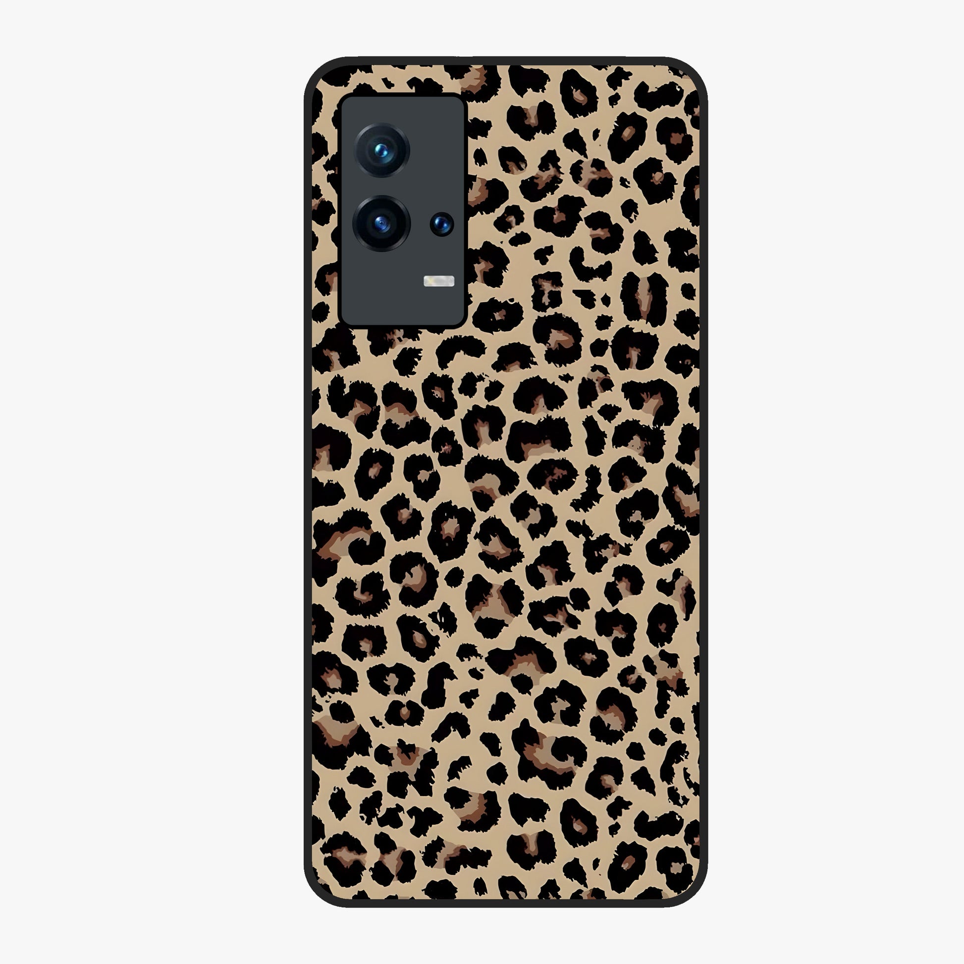 Savage Chic Pattern Glass Case showing flat back view with stylish patterned artwork and glossy glass finish.