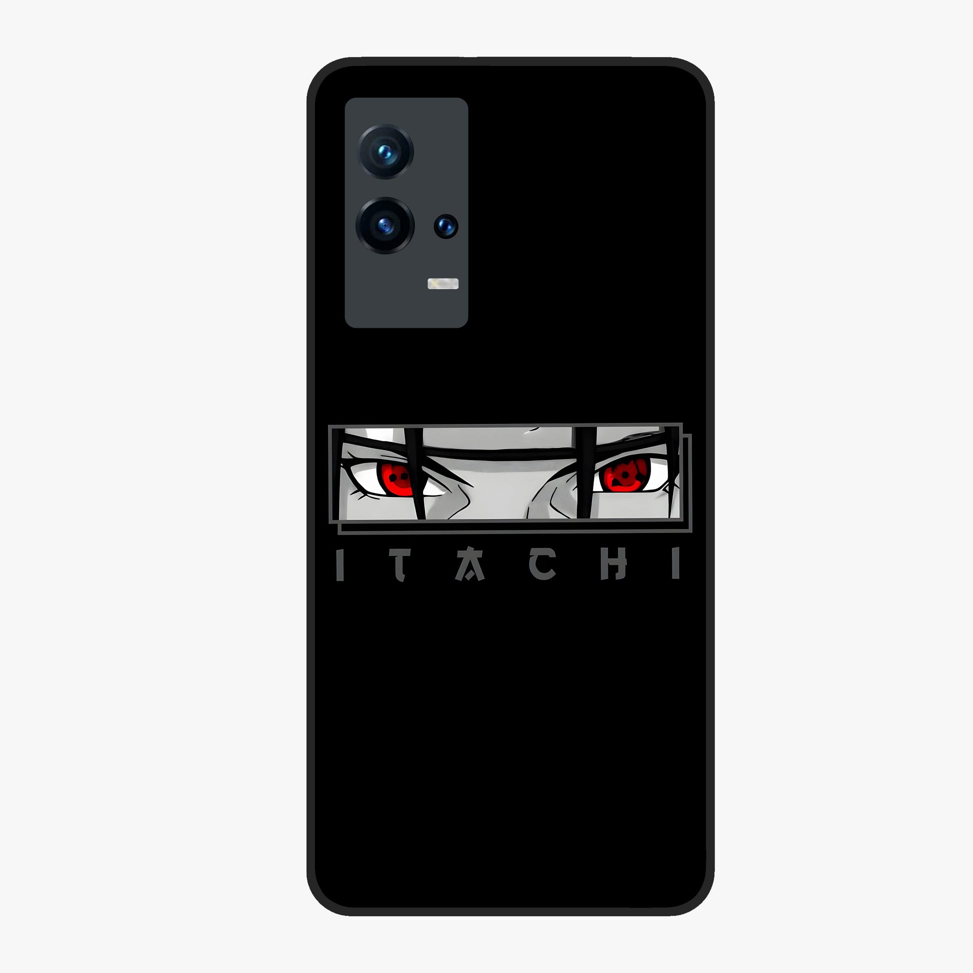 Scarlet Gaze Dominance Glass Case showing flat back view with striking red themed artwork and glossy glass finish.