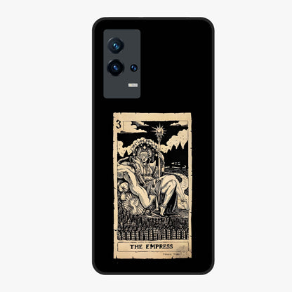 The Empress Glass Case showing flat back view with regal feminine artwork and glossy glass finish.