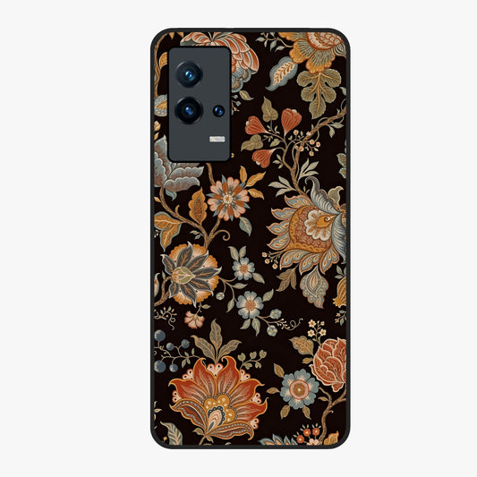 Vintage Floral Dream Glass Case showing flat back view with classic floral artwork and glossy glass finish.
