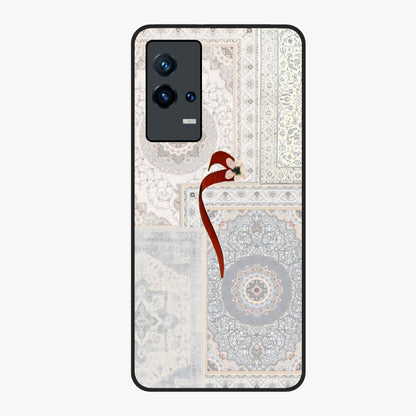 White Aesthetic Bow Glass Case showing flat back view with minimal bow artwork and glossy glass finish.