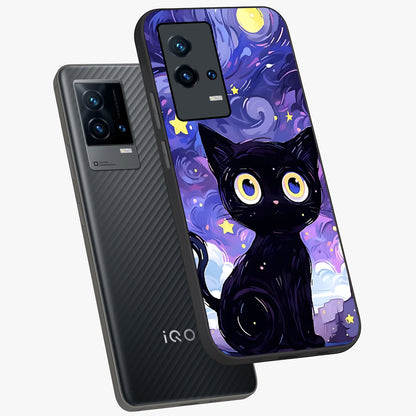 Abstract Cat Art Glass Case displayed in angled mockup highlighting modern abstract cat artwork and sleek glass surface.