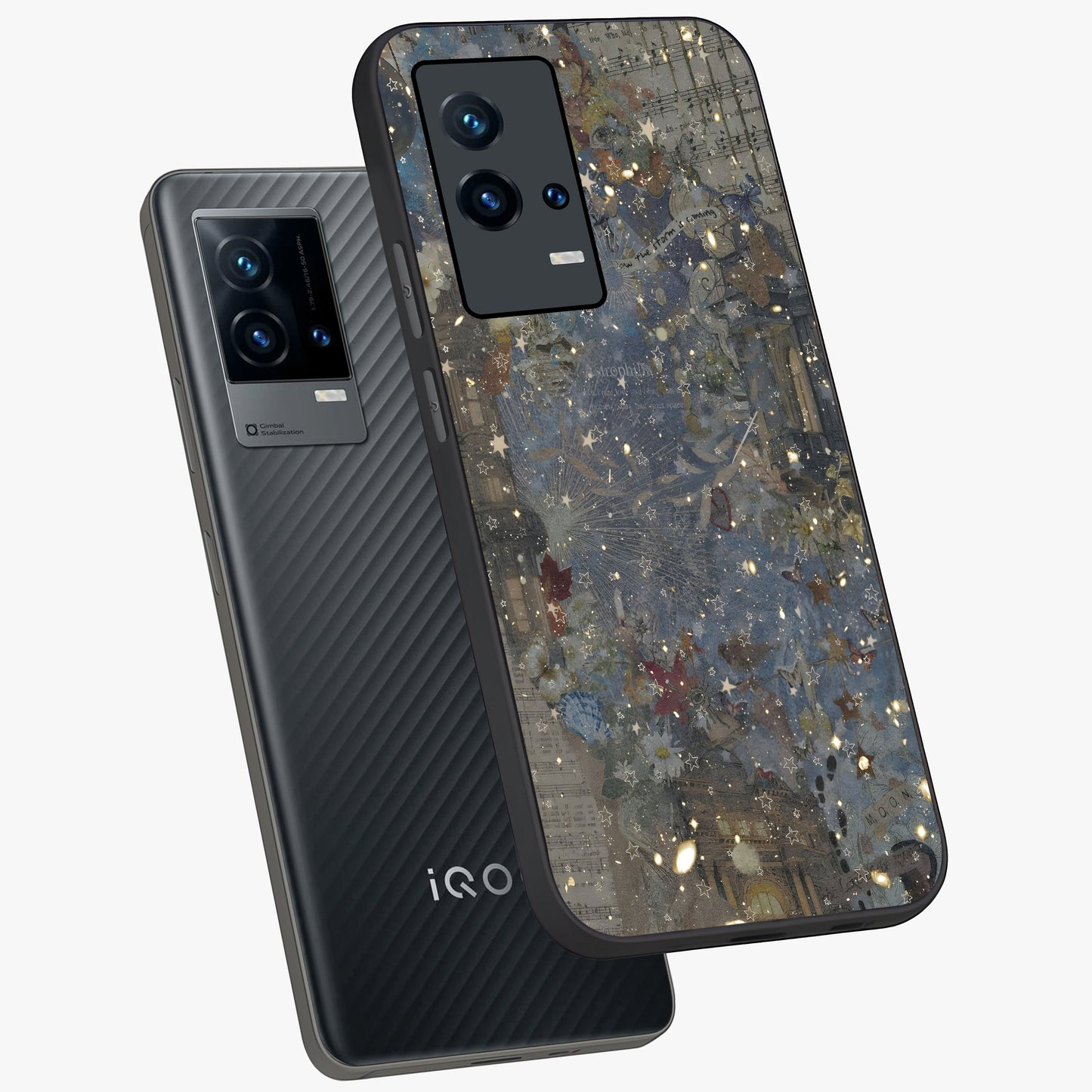 Aesthetic Astrolophia Glass Case displayed in angled mockup highlighting artistic aesthetic elements and smooth glass surface.