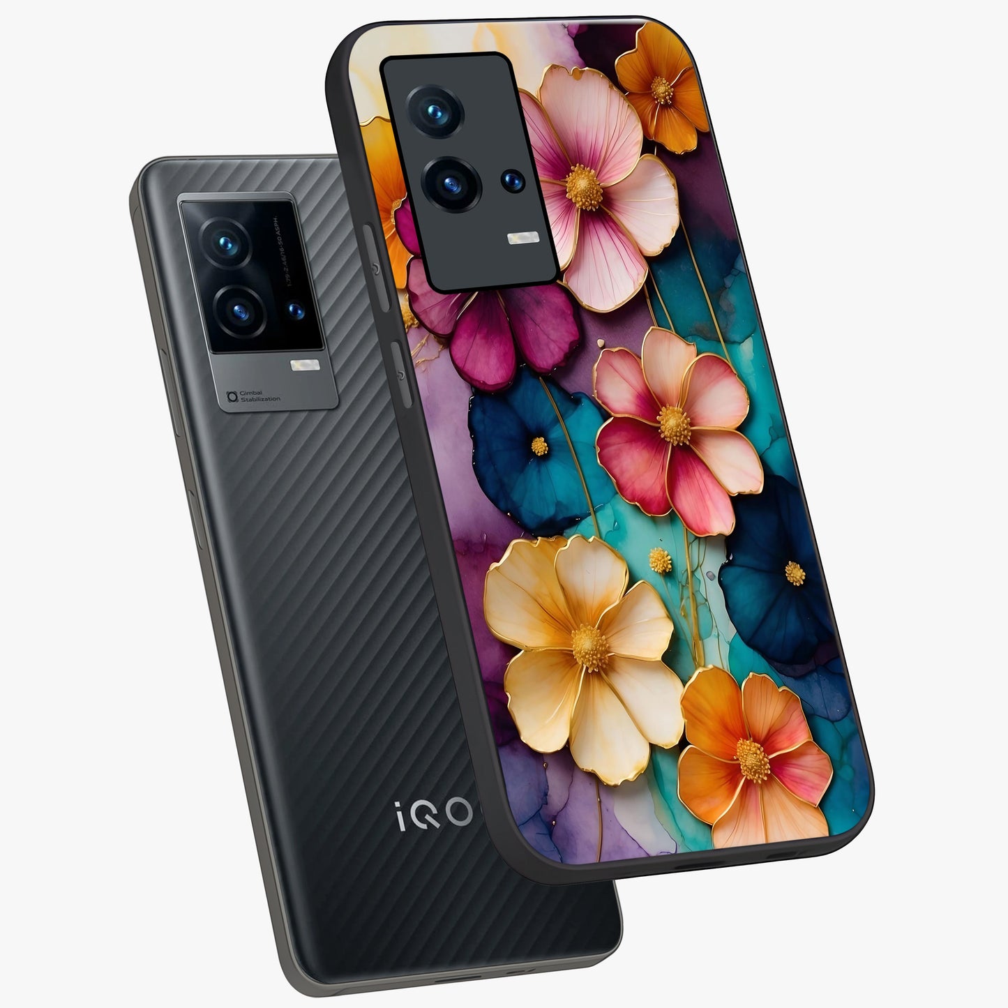 Artlyn Grace Flower Pattern Glass Case displayed in angled mockup highlighting delicate flower pattern design and smooth glass surface.