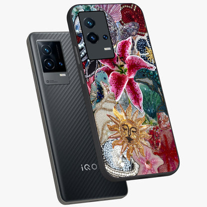 Beaded Garden Fantasy Glass Case displayed in angled mockup highlighting fantasy inspired floral bead pattern.