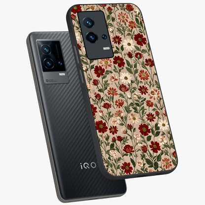 Biege Flower With Leaf Glass Case displayed in angled mockup highlighting minimal floral leaf design and elegant aesthetic.
