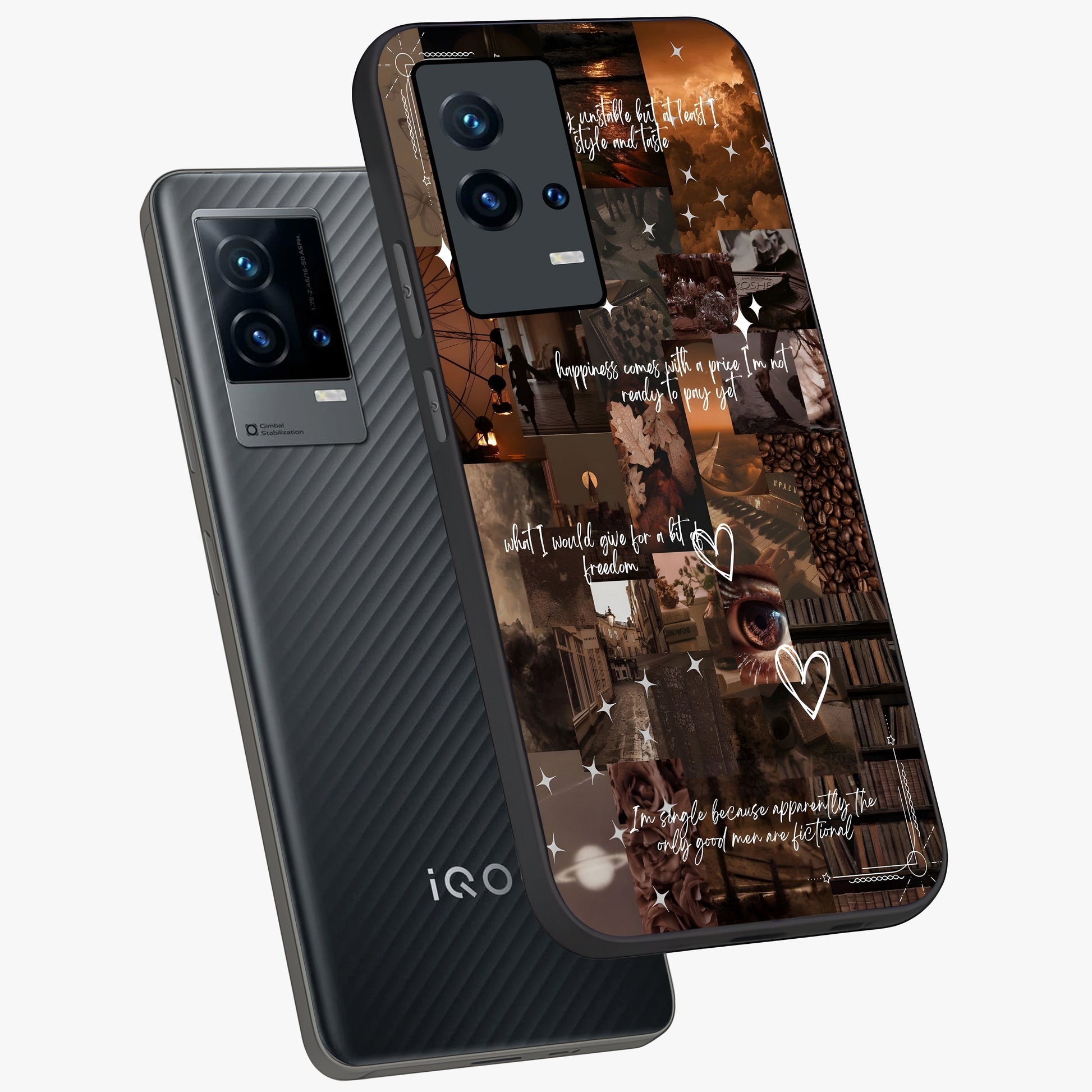 Bittersweet Aesthetic Chaos Glass Case displayed in angled mockup highlighting expressive abstract artwork and edgy aesthetic theme.