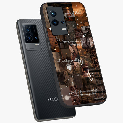 Bittersweet Aesthetic Chaos Glass Case displayed in angled mockup highlighting expressive abstract artwork and edgy aesthetic theme.