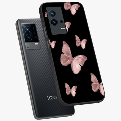 Butterfly Pattern Glass Case displayed in angled mockup highlighting delicate butterfly design and aesthetic pattern style.