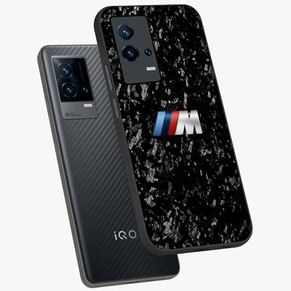 Carbon Speed Mark Glass Case displayed in angled mockup highlighting racing inspired carbon design and sleek aesthetic style.
