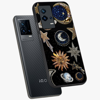 Celestial Gem Constellations Glass Case displayed in angled mockup highlighting gemstone inspired constellation design.