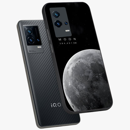 Cosmic Moon Glow Glass Case displayed in angled mockup highlighting celestial moon design with cosmic aesthetic theme.