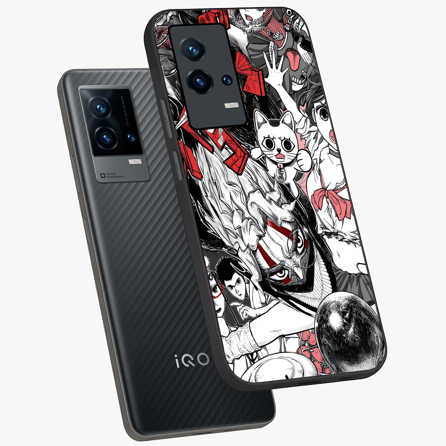 Crimson Chaos Panel Glass Case displayed in angled mockup highlighting chaotic panel style design with modern graphic theme.