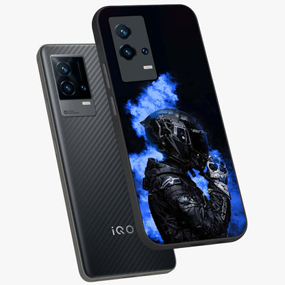 Cyber Sentinel Protocol Glass Case displayed in angled mockup highlighting digital cyber design with sci-fi aesthetic style.