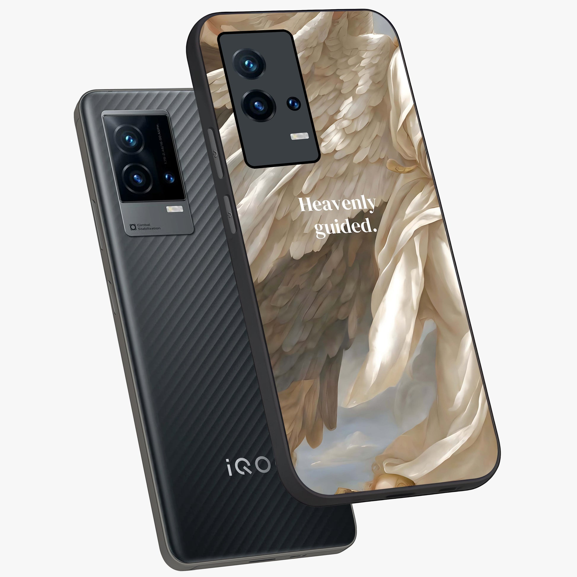 Divine Winged Grace Glass Case displayed in angled mockup highlighting graceful wing design with divine aesthetic style.