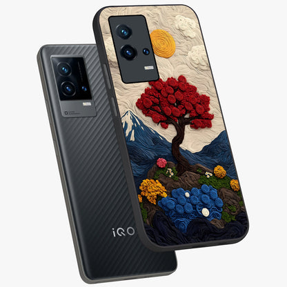 Eternal Nature Tapestry Glass Case displayed in angled mockup highlighting detailed botanical pattern with artistic aesthetic.