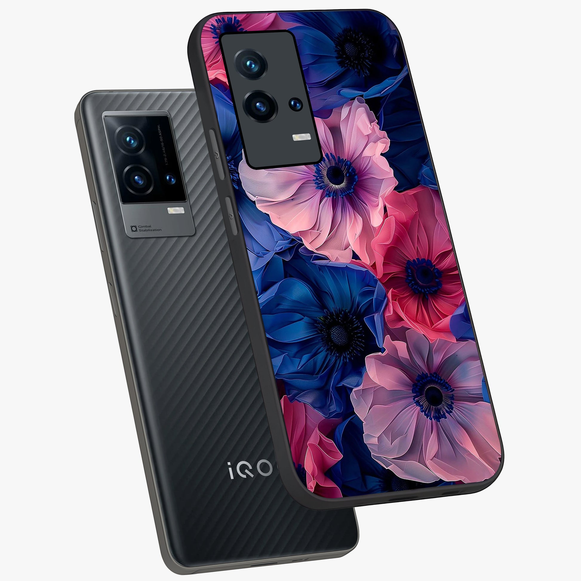 Flower Paper Art Pattern Glass Case displayed in angled mockup highlighting layered paper flower design with artistic aesthetic.