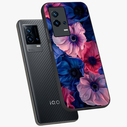 Flower Paper Art Pattern Glass Case displayed in angled mockup highlighting layered paper flower design with artistic aesthetic.