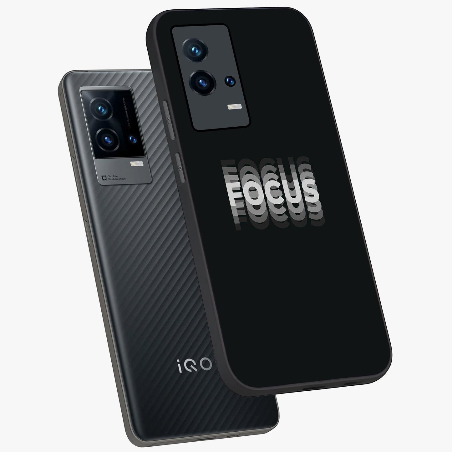Focus Mode On Glass Case displayed in angled mockup highlighting clean minimal text artwork with modern aesthetic style.