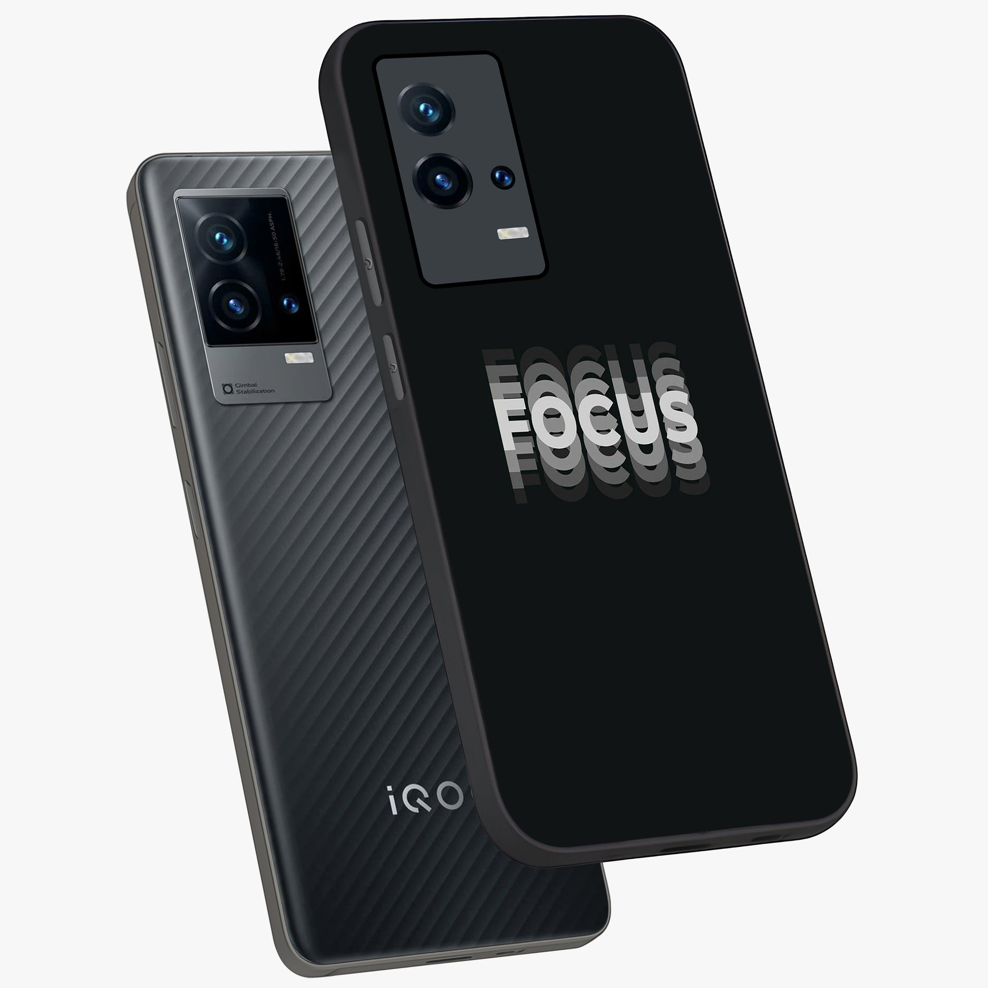 Focus Mode On Glass Case displayed in angled mockup highlighting clean minimal text artwork with modern aesthetic style.