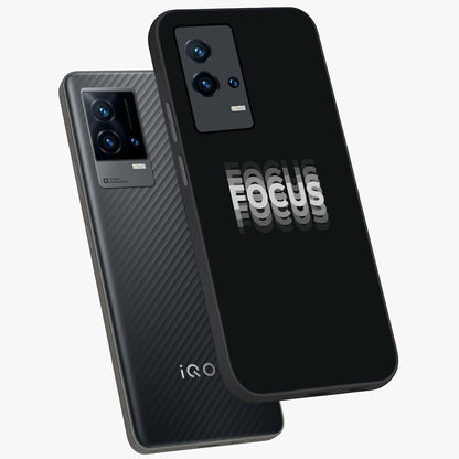 Focus Mode On Glass Case displayed in angled mockup highlighting clean minimal text artwork with modern aesthetic style.