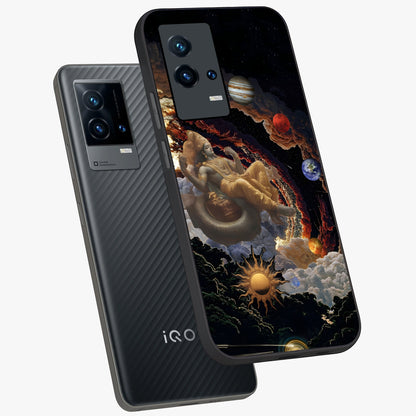 Galactic Divine God Glass Case displayed in angled mockup highlighting powerful celestial deity illustration with galactic aesthetic.