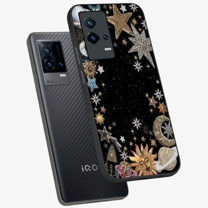 Galactic Jewel Stars Glass Case displayed in angled mockup highlighting shining celestial star design with cosmic aesthetic style.