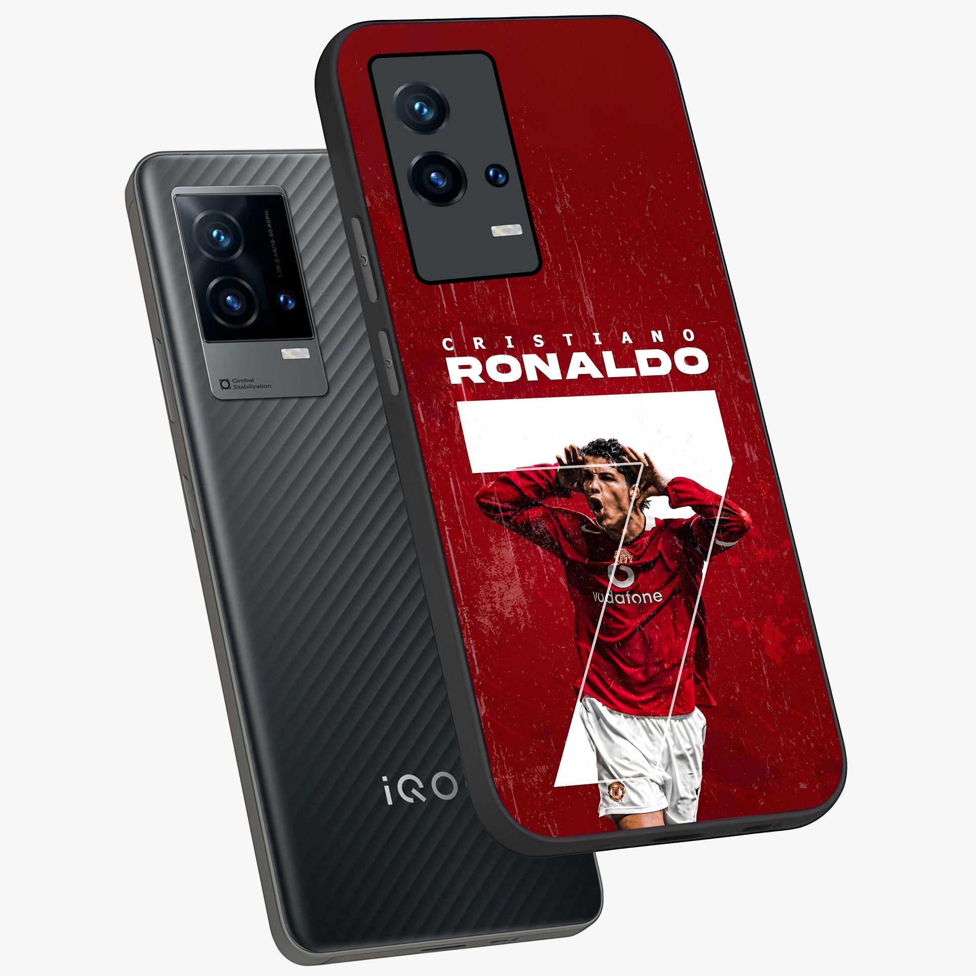 Goal Celebration Legacy Glass Case displayed in angled mockup highlighting energetic sports celebration design with bold athletic theme.
