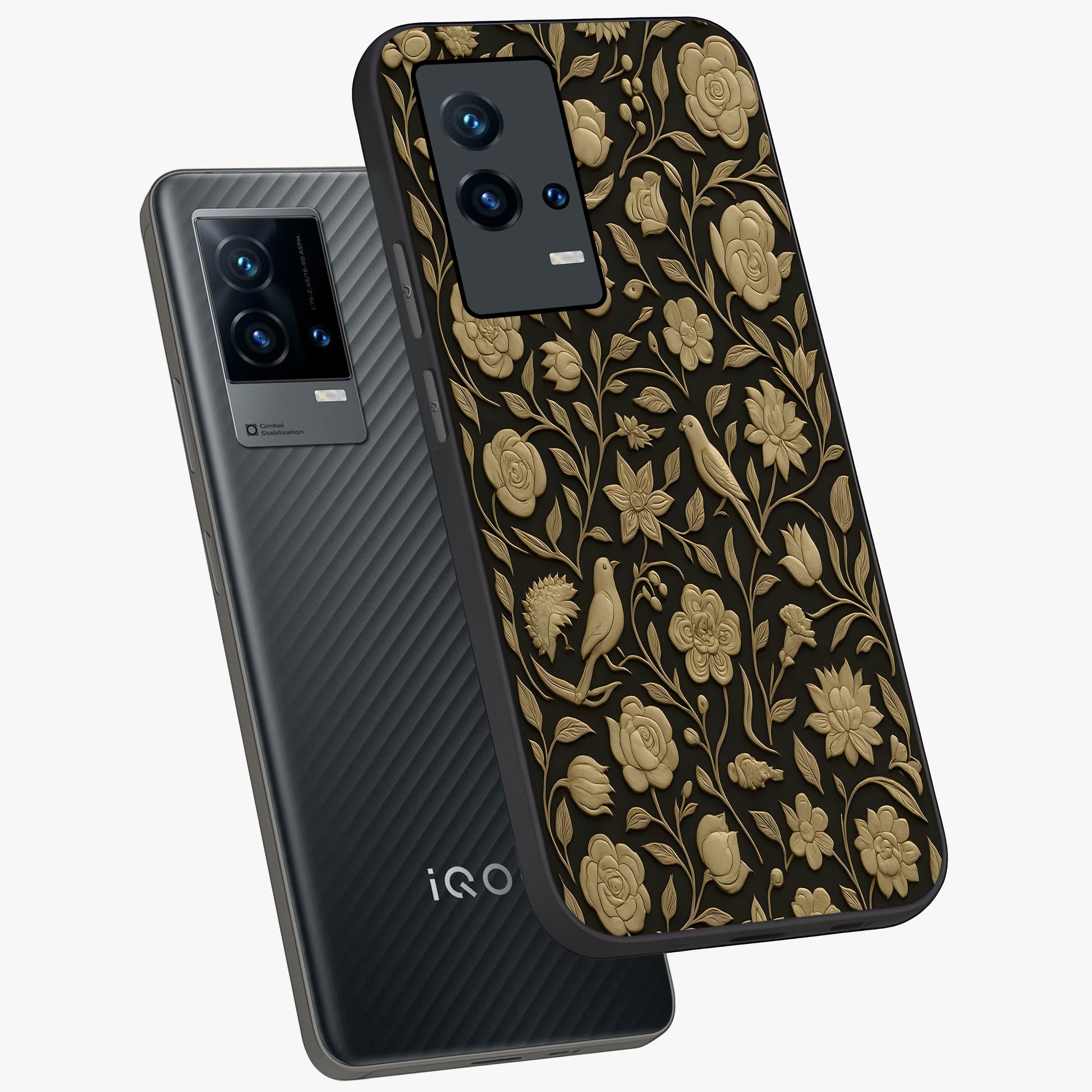 Golden Evil Eye Mandala Glass Case displayed in angled mockup highlighting protective evil eye symbol with golden mandala design.