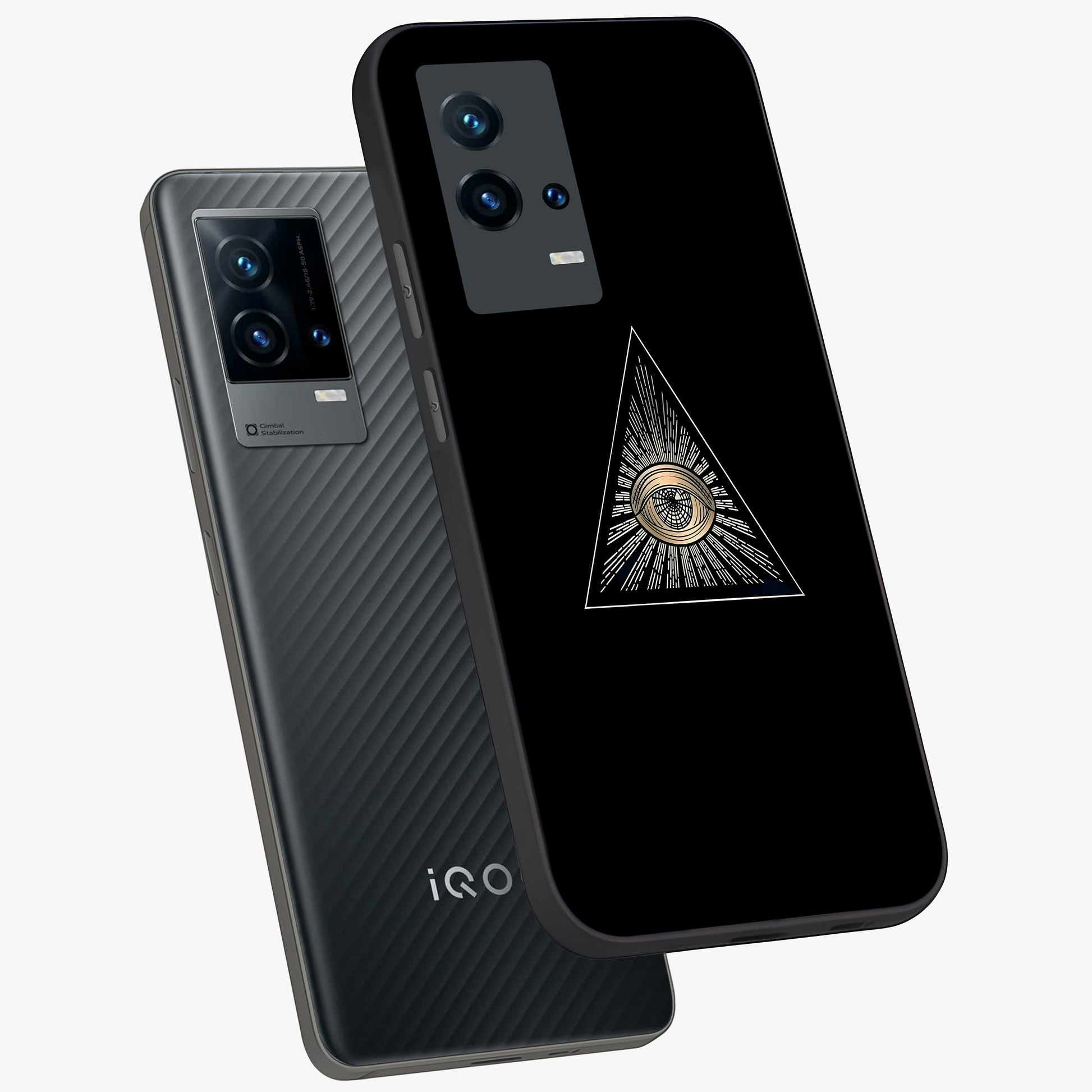 Illuminati Evil Glass Case displayed in angled mockup highlighting dark occult inspired design with bold aesthetic style.