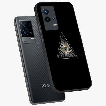 Illuminati Evil Glass Case displayed in angled mockup highlighting dark occult inspired design with bold aesthetic style.