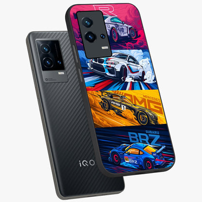 JDM Sports Car Glass Case displayed in angled mockup highlighting sleek Japanese racing car design with automotive aesthetic.