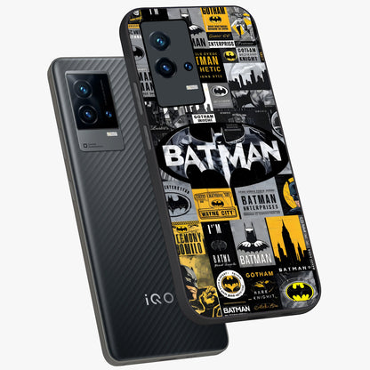 Knight Gotham Rise Glass Case displayed in angled mockup highlighting powerful knight silhouette design with dramatic aesthetic.