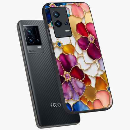 Marble Flower Pattern Glass Case displayed in angled mockup highlighting elegant marble floral design with modern aesthetic.
