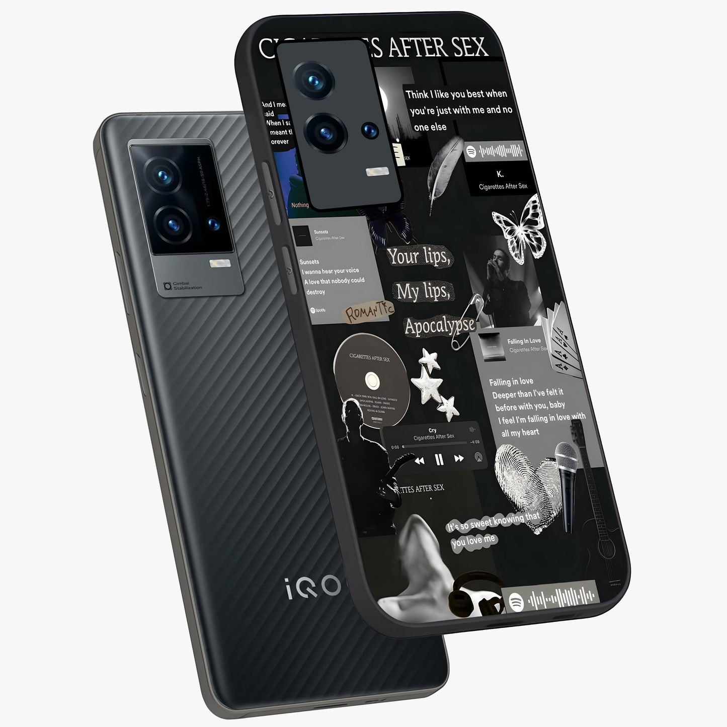 Midnight Love Echo Glass Case displayed in angled mockup highlighting elegant love inspired design with deep aesthetic style.