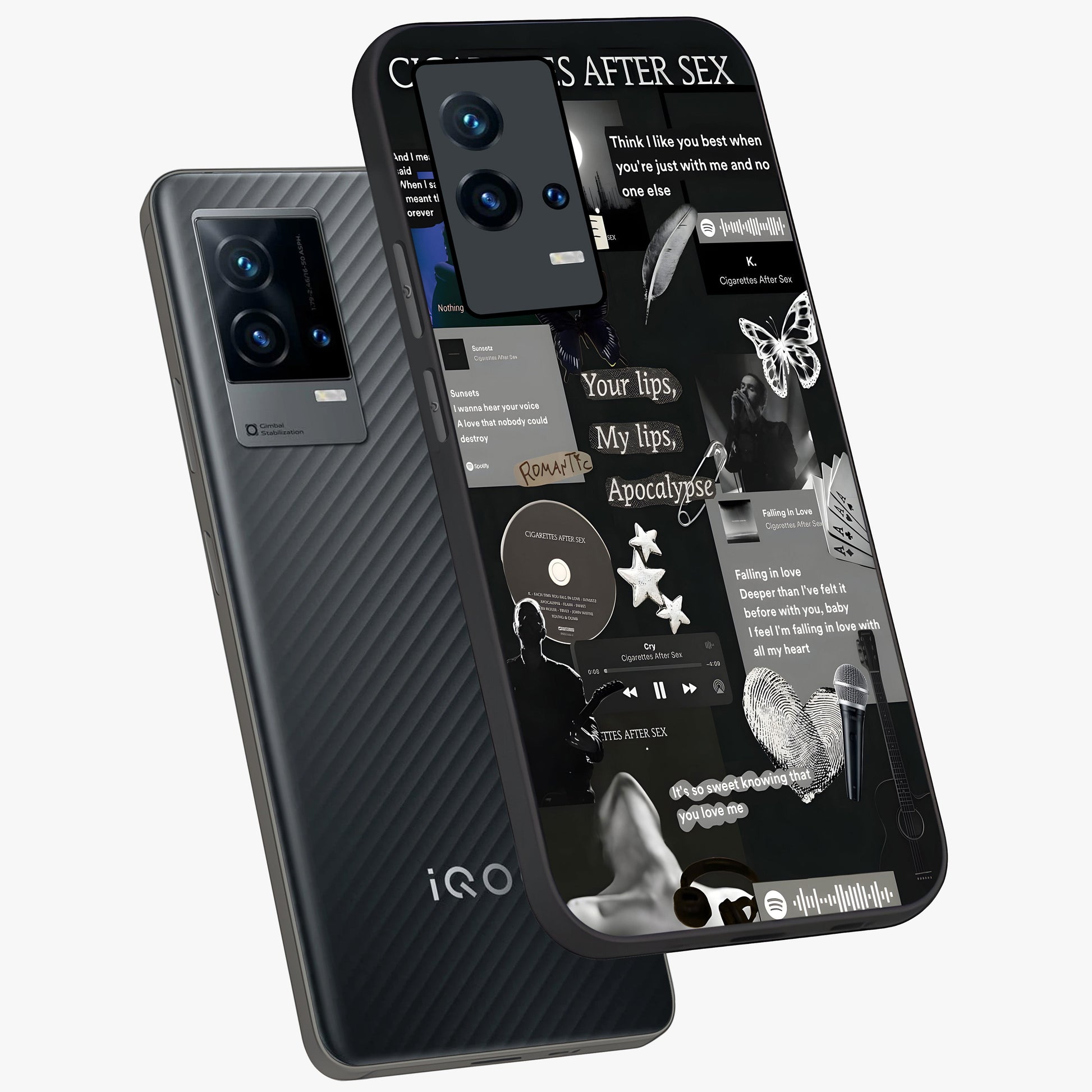 Midnight Love Echo Glass Case displayed in angled mockup highlighting elegant love inspired design with deep aesthetic style.