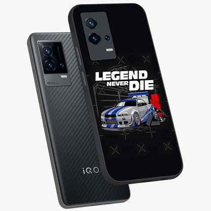 Midnight Racing Legacy Glass Case displayed in angled mockup highlighting dynamic automotive design with bold midnight aesthetic.