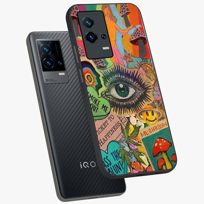 Mystic Eye Wonderland Glass Case displayed in angled mockup highlighting magical eye illustration with dreamy aesthetic.