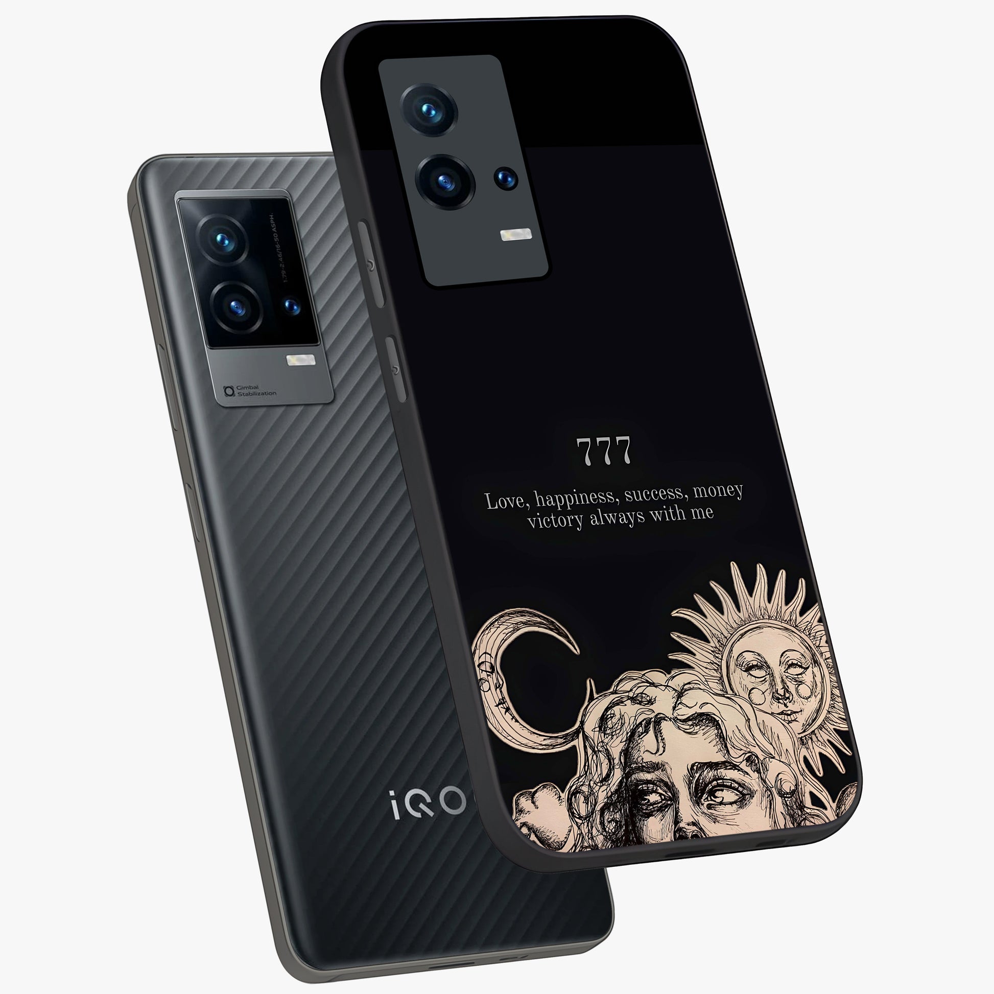 Mystic Victory Aura Glass Case displayed in angled mockup highlighting energetic aura design with bold mystical aesthetic.