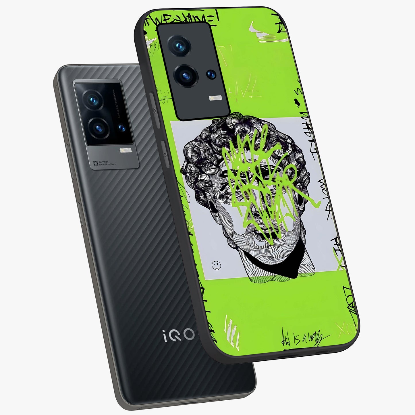 Neo Graffiti Rebellion Glass Case displayed in angled mockup highlighting urban street art design with rebellious aesthetic.