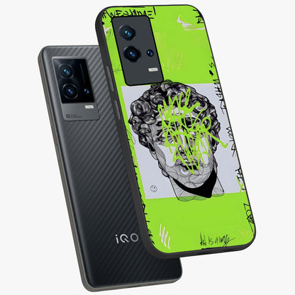 Neo Graffiti Rebellion Glass Case displayed in angled mockup highlighting urban street art design with rebellious aesthetic.
