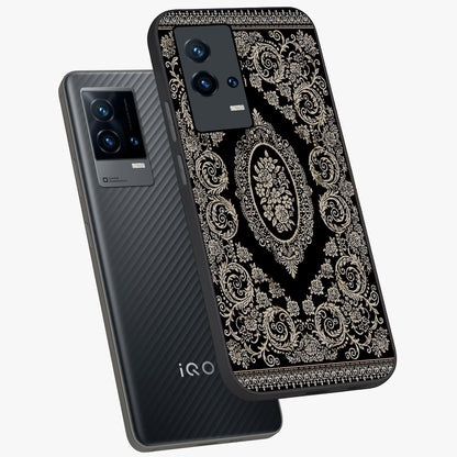 Noir Bloom Elegance Glass Case displayed in angled mockup highlighting refined flower design with stylish noir aesthetic.