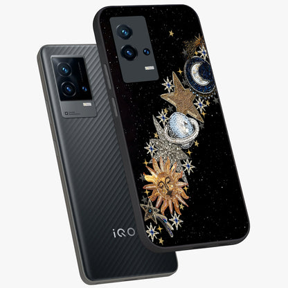 Pearls Universe Object Glass Case displayed in angled mockup highlighting celestial pearl design with dreamy aesthetic.