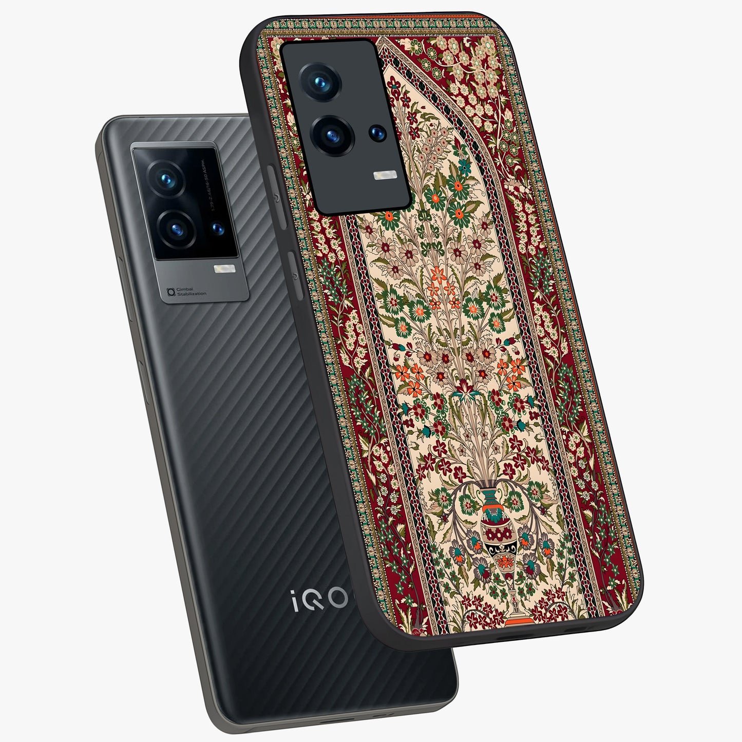 Persian Inspired Glass Case displayed in angled mockup highlighting intricate traditional design with elegant cultural aesthetic.