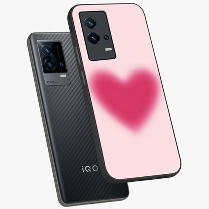 Pink Aura Heart Glass Case displayed in angled mockup highlighting vibrant pink heart design with dreamy aura aesthetic.